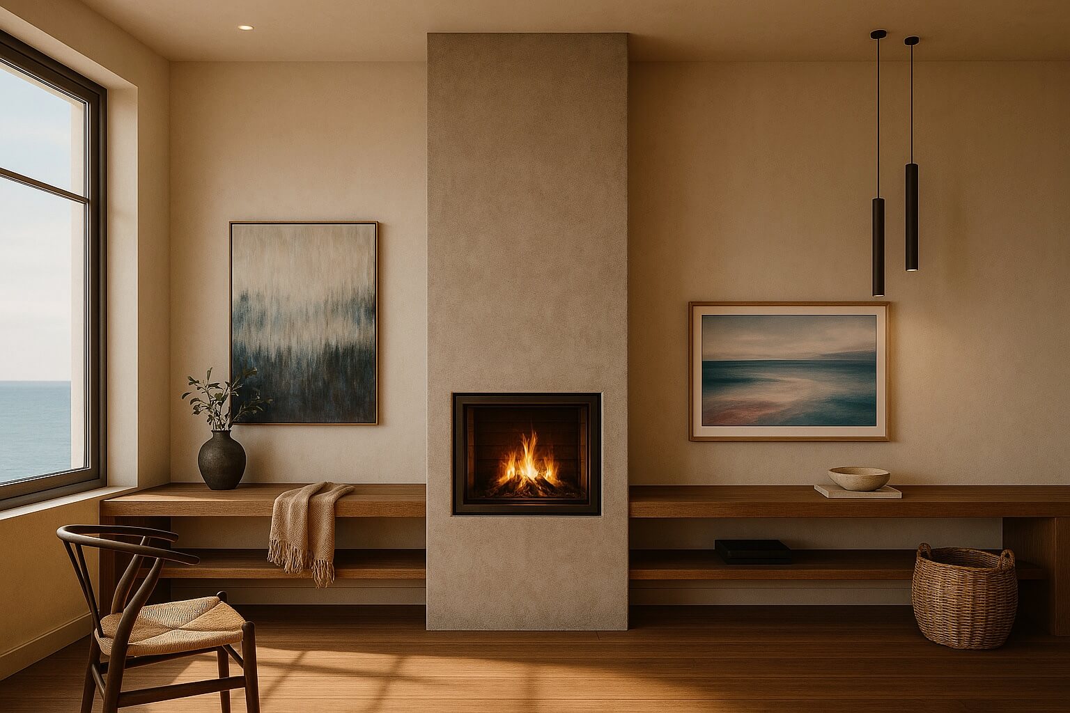 living-room-fireplace-sea view-tiarohomes-interior-design
