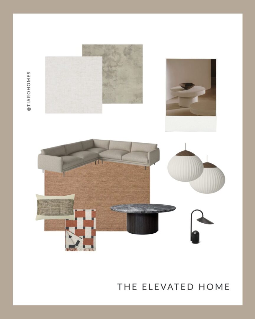 mood board living room elevated home @tiarohomes