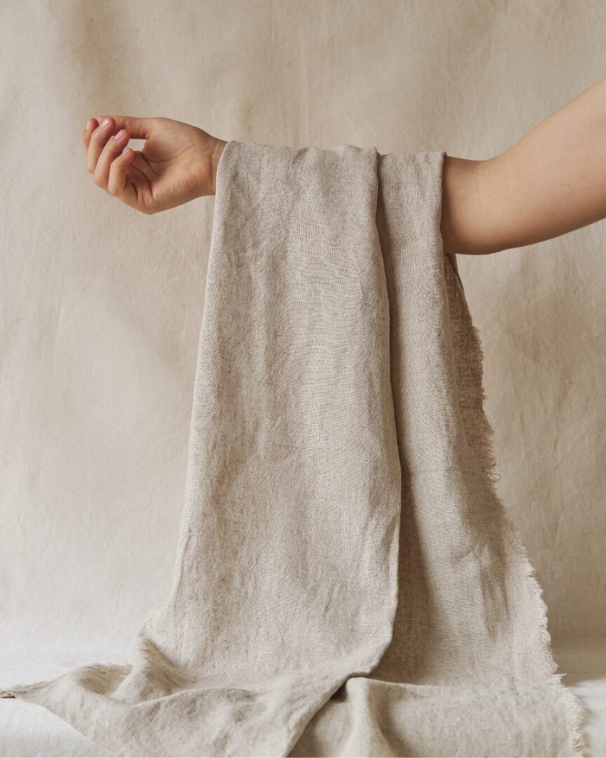 linen fabric hand texture